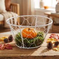 Produkt Kosz siatkowy, kosz druciany, dekoracja metalowa shabby chic biały Ø12cm W7cm