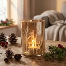 Produkt Lampion Szkło Deco Drzewa Brązowy Tealight Szkło Ø9,5cm W13,5cm