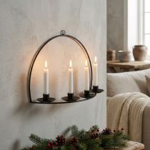 Produkt Świecznik Ścienny Czarny Metalowy Świecznik 35×24cm