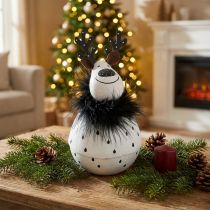 Produkt Deko-Rentier, Weihnachtsdeko, Dekofigur aus Metall, Advent White, Black H15,5cm Ø8cm
