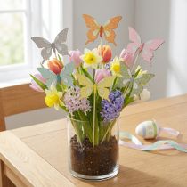 Produkt Patyk do kwiatów motyl drewno z piórkiem 8x7cm 12 szt