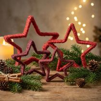 Produkt Gwiazdka na stojak dekoracja świąteczna juta czerwona 13/18cm 4szt