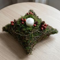 Produkt Poduszka na rośliny z mchu i winorośli, naturalna, 20×20×6,5 cm