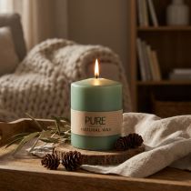 Produkt Świeca okrągła PURE zielone szmaragdowe świece Wenzel 90/70mm