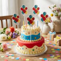 Produkt Bukiet wtyczek dekoracyjny topper na tort balony kolorowe 26cm 15 szt