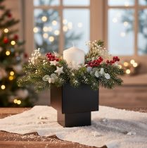 Produkt Czarna doniczka w kształcie kostki z podstawą, nowoczesna, 22 cm