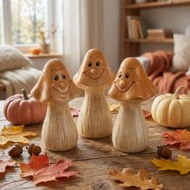 Produkt Dekoracyjne grzyby ceramiczne brązowe jesienne figurki dekoracyjne Ø6cm W10,5cm 3 sztuki