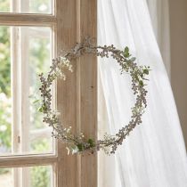 Produkt Dekoracja okna, wianek na drzwi, wianek kwiatowy w stylu shabby chic, metal, biały, Ø16,5 cm