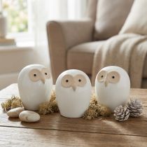 Produkt Figurki dekoracyjne sowa ceramiczne zwierzątka leśne dekoracja biała 11,5cm 3szt