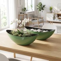 Produkt Nowoczesna miska w kształcie półksiężyca w kolorze zielonym wykonana z tworzywa sztucznego 39 cm - uniwersalna do dekoracji - 2 sztuki