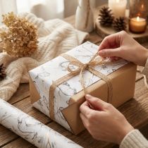 Produkt Papier prezentowy zwierzęta biały szary złoty jesień zima 200cm