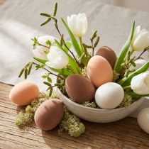 Produkt Jajka Wielkanocne Małe Flokowane Brzoskwiniowo Brązowe Białe H4cm 15 szt