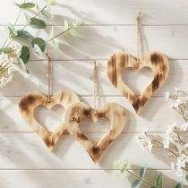 Produkt Dekoracyjne serca drewniane do zawieszenia serce wypalone w sercu 20cm 3szt
