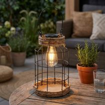 Produkt Lampa ogrodowa Solarna Metalowa Czarna Naturalna Ø18cm W29cm