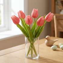 Produkt Wysokiej jakości kwiat tulipana jako realistyczna replika do wazonów stołowych, 21 cm, 6 sztuk