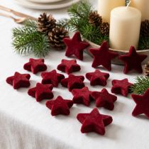 Produkt Ozdoby świąteczne, gwiazdki, Bordeaux flokowane, dekoracja stołu, 4-5cm, 40 sztuk