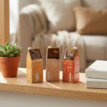 Produkt Dekoracyjny ceramiczny domek w miniaturze na parapet, 10cm, 3 sztuki