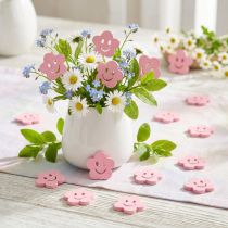 Produkt Drewniany kwiatek z buźką różową 2,5cm 48 szt