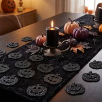 Produkt Dekoracje na Halloween w kształcie dyni, 4 cm, czarne, brokat, 72 sztuki
