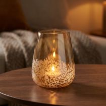Produkt Latarnia szklana świecznik na tealight szklana dekoracja brązowa biała Ø10cm
