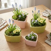 Produkt Ceramiczne serca dekoracyjne pastelowy zielony różowy 11×10×6cm 4 szt