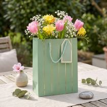 Produkt Torba prezentowa jasnozielona złote paski 18×10×23cm 1 szt