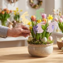 Produkt Dekoracyjne króliki na patyku jako graficzna ozdoba stołów i doniczek, 31,5 cm, 16 sztuk