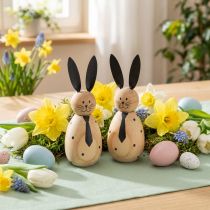 Produkt Drewniana figurka dekoracyjna królik, idealna do spokojnej i ponadczasowej dekoracji, 15 cm, 2 sztuki