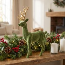 Produkt Dekoracyjny jeleń dekoracyjna figura dekoracyjna renifer flokowany zielony wys.37cm