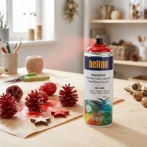 Produkt Bezbarwny lakier wodny firmy Belton w kolorze czerwonym w sprayu ognista czerwień 400ml