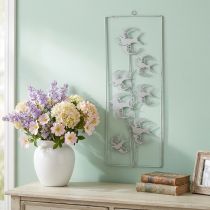 Produkt Dekoracja jaskółka, dekoracja ścienna wykonana z metalu, ptaszki do powieszenia białe, srebrne shabby chic wys.47,5 cm