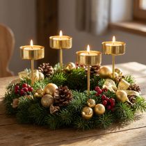 Produkt Świecznik na tealighty do podłączenia złoty świecznik na tealighty Advent Ø4cm 8 szt