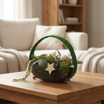 Produkt Pierścionek dekoracyjny jutowy pętelka zielony ciemnozielony 4cm Ø30cm 2szt