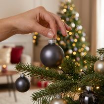 Produkt Mini bombki świąteczne antracytowe kulki szklane Ø3cm 22 szt