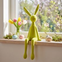 Produkt Zajączek wielkanocny siedzący na półce, flokowany, żółto-zielony, 56 cm