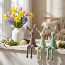 Produkt Półki w kształcie zajączka wielkanocnego, flokowane, zielono-brązowe, 28 cm, 3 sztuki