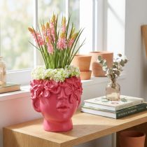 Produkt Roślina Głowa Poliresin Popiersie Doniczka Różowa 13.5×13×14cm
