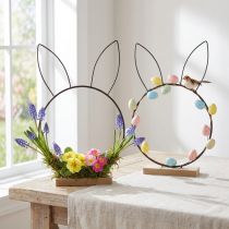Produkt Pierścień dekoracyjny Królik Metalowy Drewno Naturalny Czarny Ø20cm 2szt