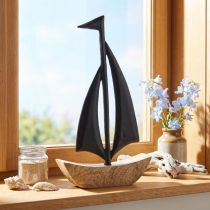 Produkt Dekoracyjna Żaglówka Drewno Metal w Naturalnej Czerni H30.5cm