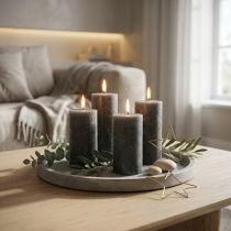Produkt Świece filarowe w jednolitym kolorze, antracyt, 50x100mm, zestaw 4 szt.