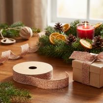 Produkt Wstążka dekoracyjna Wstążka jutowa do dekoracji w kolorze naturalnej czerwieni 25mm 10m