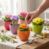 Produkt Doniczka dekoracyjna Wielkanoc kolorowe pisanki ceramiczne Ø11cm 4 szt
