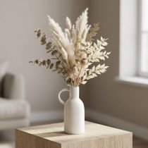 Produkt Biały ceramiczny wazon do suchej dekoracji, wazon z uchwytem, Ø9cm, H21cm