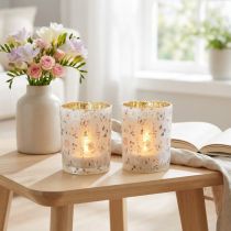 Produkt Szklany świecznik typu tealight z motywem motyla, idealny na przytulne chwile w domu, 12,5 cm, 2 sztuki