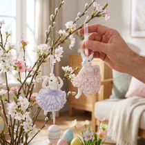 Produkt Zawieszki w kształcie króliczka baletnicy, idealna ozdoba na gałązki wielkanocne lub choinkę, 12 cm, 2 sztuki