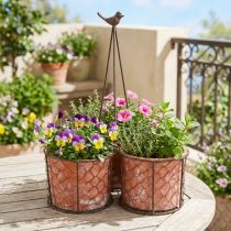 Produkt Doniczka ceramiczna kosz z siatki metalowy brązowy Ø30cm W11,5cm