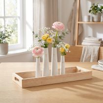 Produkt Taca dekoracyjna Drewniana Mini Wazon Ceramiczny Biały Złoty 35x14cm