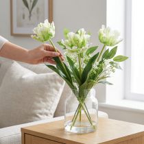 Produkt Sztuczny kwiat papuga tulipan Sztuczny tulipan zielony biały 69cm