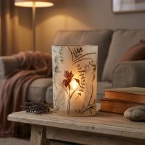 Produkt Szklany świecznik typu tealight, kwiatowy wzór, idealny na przytulne chwile w domu, 18 cm