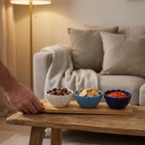 Produkt Zestaw do tapas z ceramicznymi miskami na tacy niebiesko-białej 40×10cm